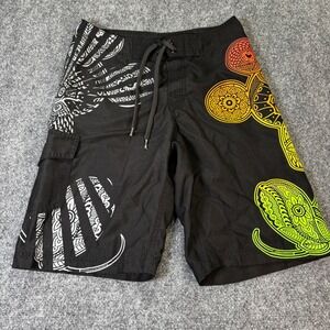 Disney Disneyland Walt Disney World Mickey Mouse Black Board Shorts Men Size 28